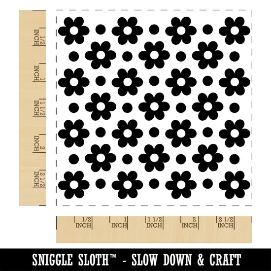 Flowers and Dots Square Rubber Stamp for Stamping Crafting {1}