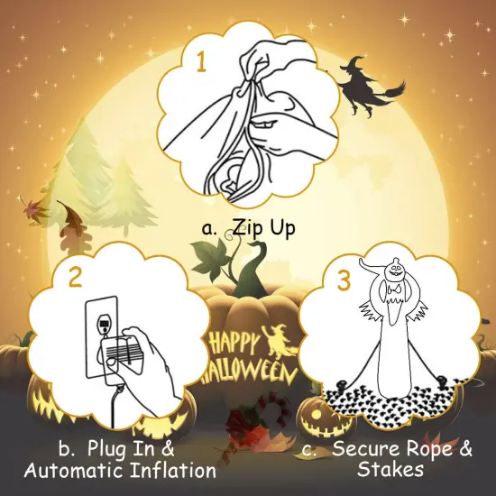 6 Feet Halloween Inflatable Blow Up Ghost with Pumpkin and LED Lights {4}