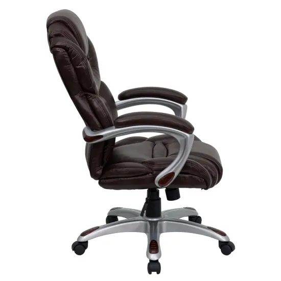 Emma and Oliver High Back Executive Swivel Ergonomic Office Chair with Accent Layered Seat/Back Brown {4}