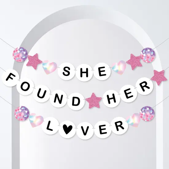 Big Dot of Happiness She Found Her Lover Banner, Eras Bachelorette Party Decorations, Large Bridal Shower Friendship Bracelet Banners, 28 Pieces {1}