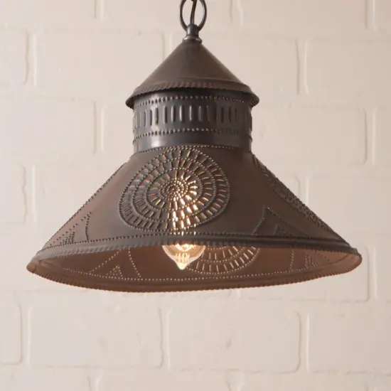 Irvins Country Tinware Shopkeeper Shade Light with Chisel in Kettle Black {4}
