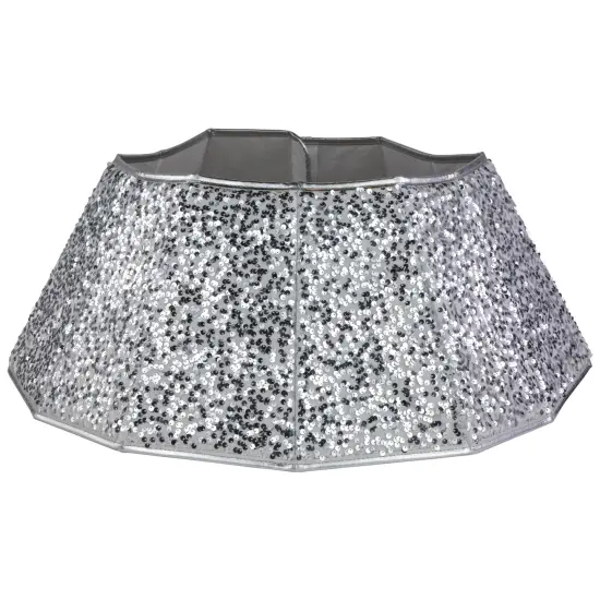 Northlight 26" Silver Sequins Hexagonal Christmas Tree Collar {1}