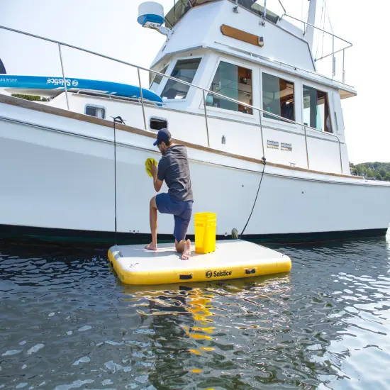 Swim Central Inflatable Private Solstice Drop Stitch Lake Dock - 8' - White and Yellow {7}