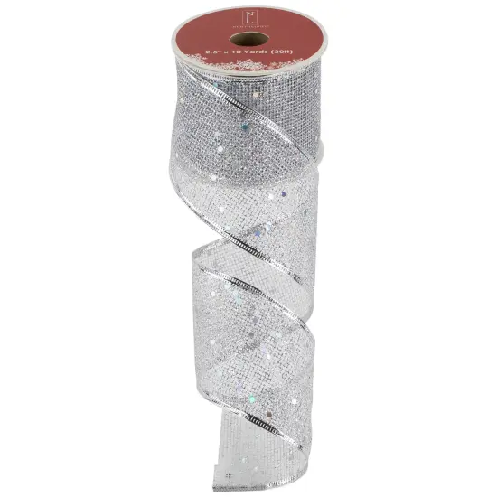 Northlight Shimmering Silver Wired Craft Christmas Ribbon 2.5" x 10 Yards {4}