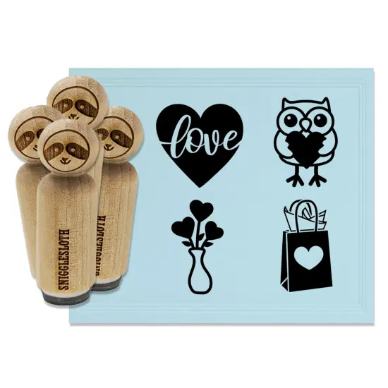 Valentine's Day Owl Gift Bag Heart Vase Love Script Rubber Stamp Set for Stamping Crafting Planners {7}