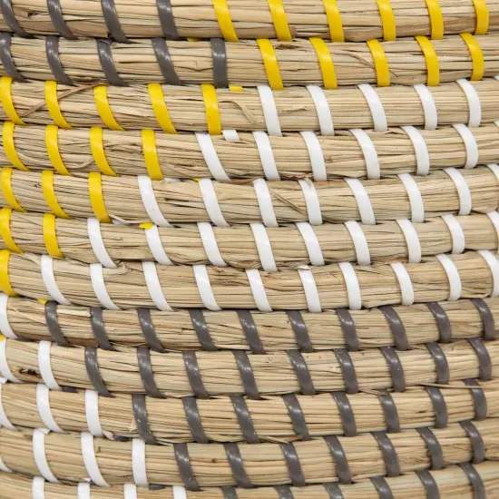 Northlight Set of 3 Striped Olive and Beige Woven Seagrass Baskets 9.75" {7}