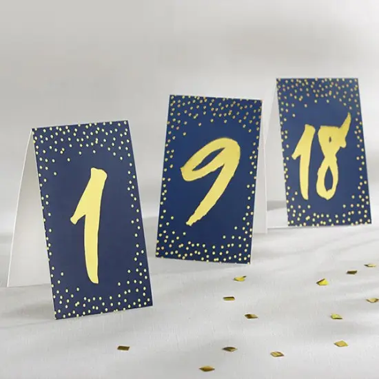 Navy and Gold Foil Tented Table Numbers 1-18 {3}