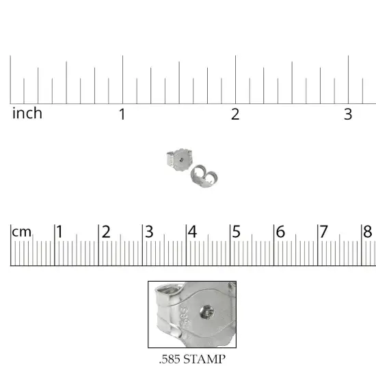 JewelrySupply Replacement Earring Backs 14 Karat Solid White Gold (1 Pair of Earring Backs) {2}