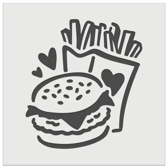 Chicken Burger and Fries Fast Food Wall Cookie DIY Craft Reusable Stencil {7}