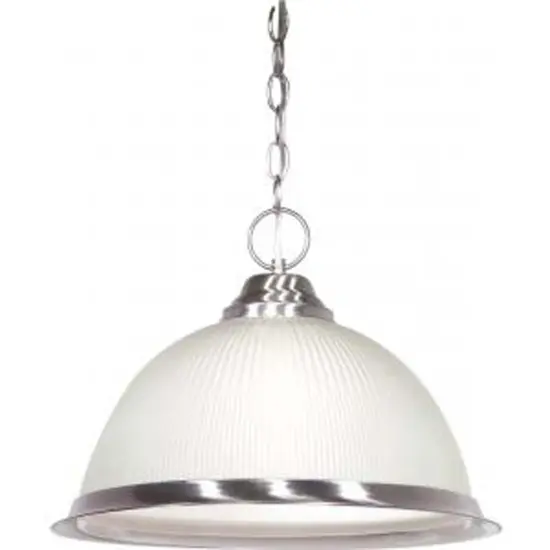 Nuvo 1-Light 15" Brushed Nickel Pendant Light Fixture w/ Frosted Prismatic Dome {1}