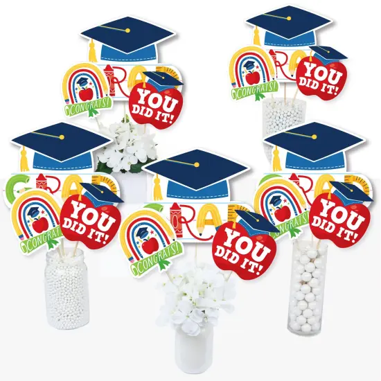 Big Dot of Happiness Elementary Grad - Kids Graduation Party Centerpiece Sticks - Table Toppers - Set of 15 {3}