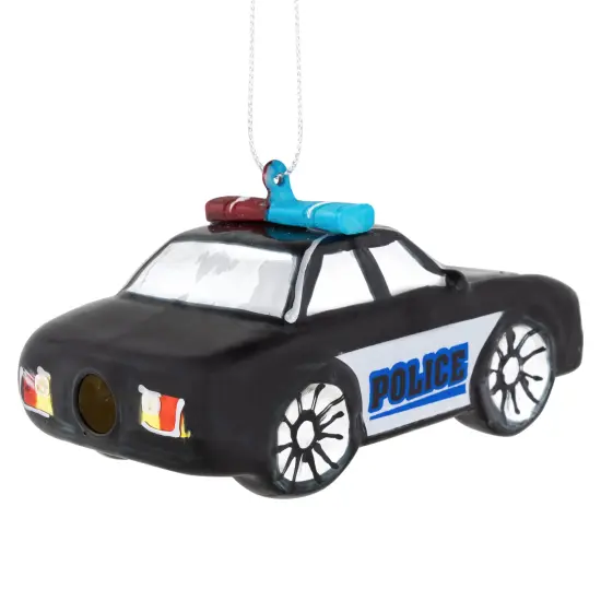 Northlight 5" Black Police Car Glass Christmas Ornament {5}