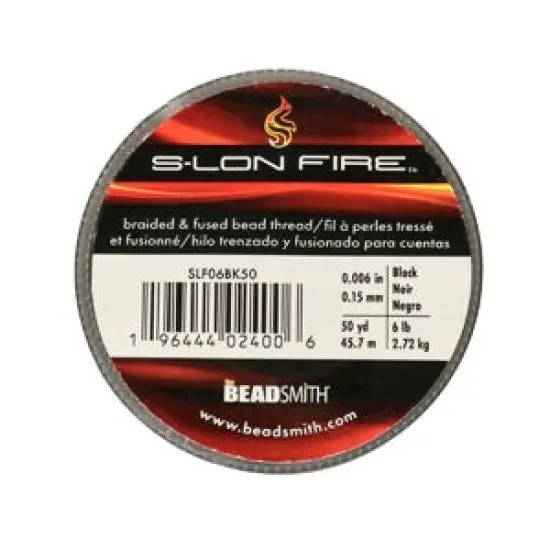 S-Lon Fire Beading Thread 6lb Black 50 Yards {1}