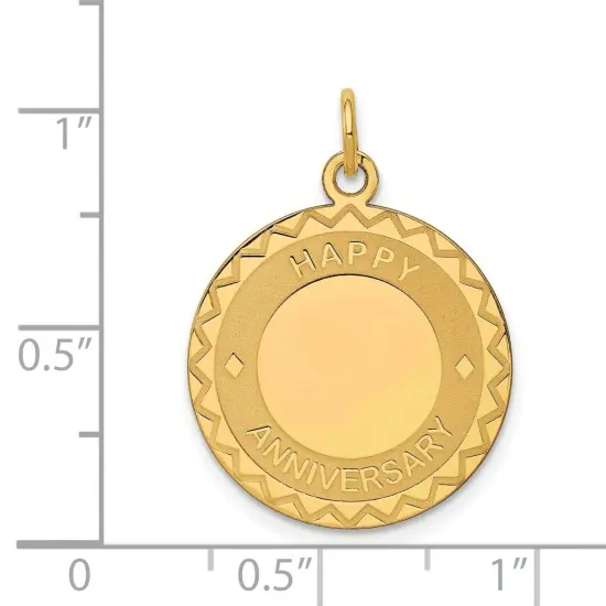 14K Gold Happy Anniversary Charm Engraveable Jewelry 27mm x 20mm {2}