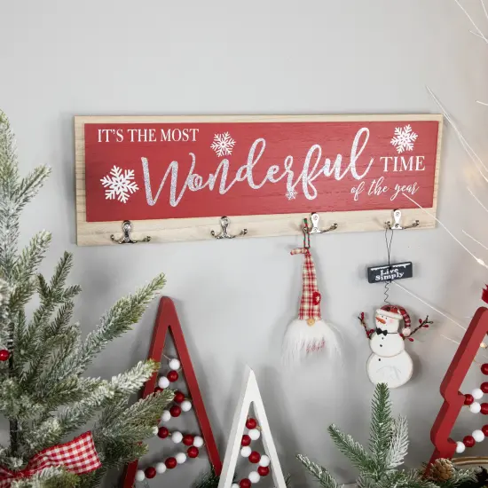 Northlight Snowflakes "It's The Most Wonderful Time of The Year" Christmas Wall Hooks - 19.5" Red {7}