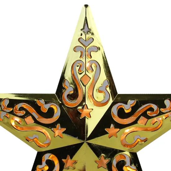 Northlight 8.5" Lighted Gold and White Star Cut-Out Design Christmas Tree Topper - Clear Lights {5}