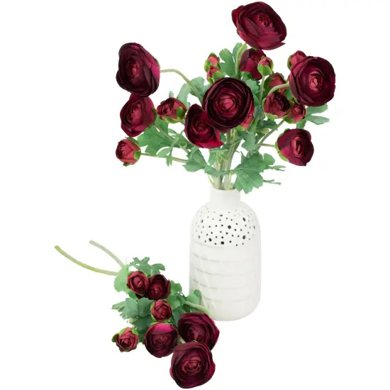 Northlight Real Touch&trade; Red Ranunculus Artificial Floral Sprays, Set of 6 - 21" {6}
