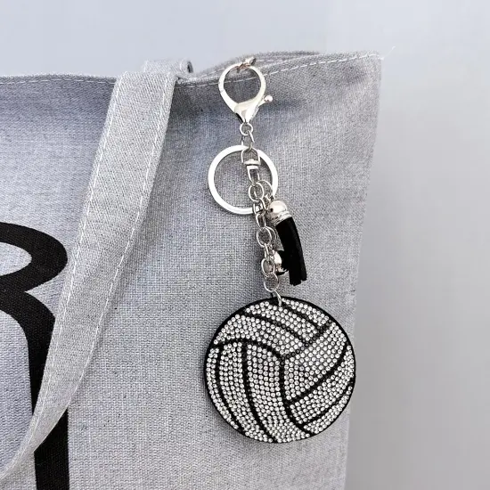 Wrapables Crystal Bling Key Chain Keyring with Tassel Car Purse Handbag Pendant, Volleyball {4}
