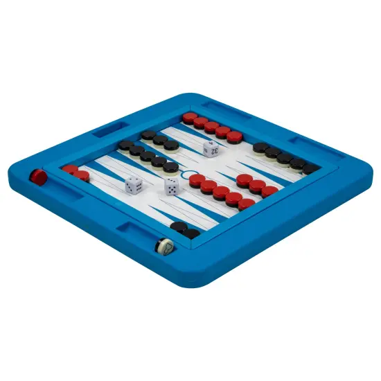 Swim Central Floating Checkers and Backgammon Magnetic Swimming Pool Board Game Combo - 20" Blue {7}