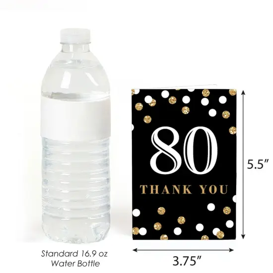 Big Dot of Happiness Adult 80th Birthday - Gold - Birthday Party Thank You Cards (8 count) {4}