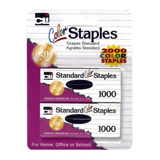 Standard Color Staples, Assorted Colors, 2000 Per Pack, 12 Packs {2}