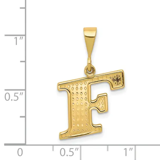 14K Yellow Gold Initial F Charm Letter Pendant Jewelry {2}