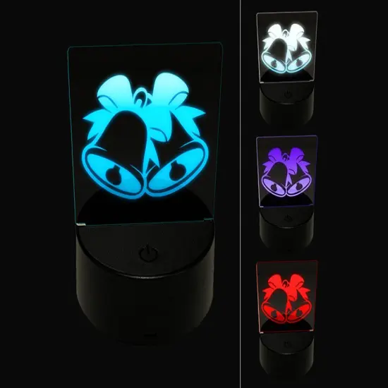 Bells with Bows for Christmas and Weddings 3D Illusion LED Night Light Sign Nightstand Desk Lamp {1}