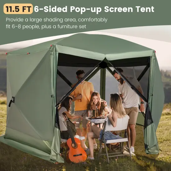11.5 X 11.5 Ft Pop-up Screen House Tent With Portable Carrying Bag Green {4}