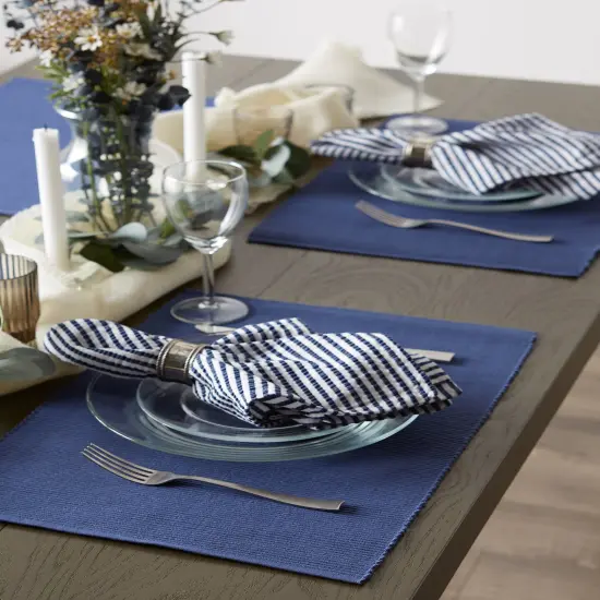 DII French Blue Ribbed Placemat Set/6 {2}