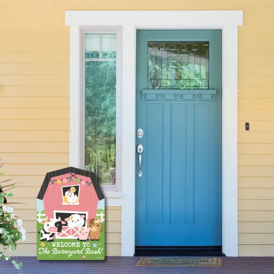 Big Dot of Happiness Girl Farm Animals - Party Decorations - Pink Barnyard Baby Shower or Birthday Party Welcome Yard Sign {6}