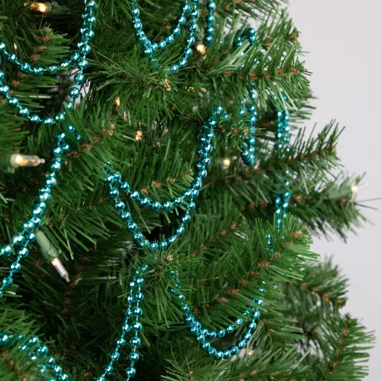 Northlight Shiny Metallic Faceted Beaded Christmas Garland - 15' x .25" - Blue - Unlit {3}