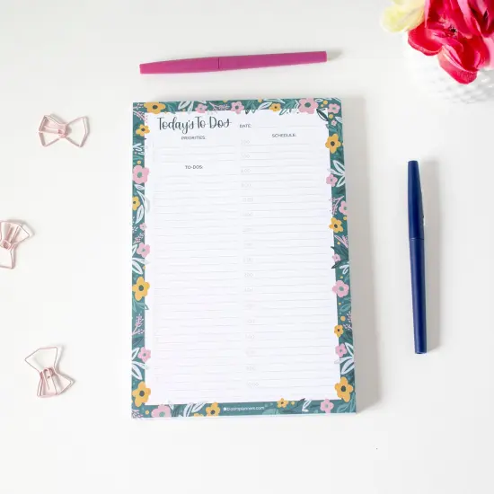 bloom daily planners Planning Pad, 6" x 9", Timed Daily Pad, Garden Blooms {6}