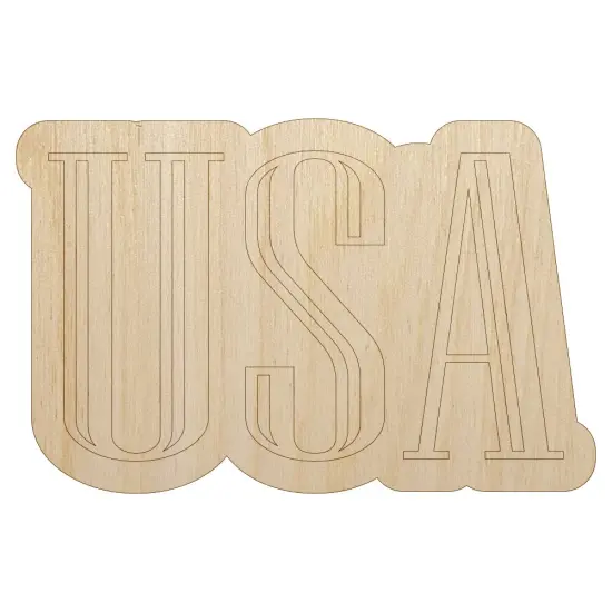 USA Patriotic Text Unfinished Wood Shape Piece Cutout for DIY Craft Projects {1}
