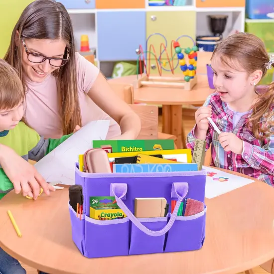 Art Organizer Desktop Craft Storage Tote Bag Organizer for Crafts, Sewing, Paper, Art, Canvas, Supplies Storage Organization with Handles for Travel or Daily Use (Purple, Small) {4}