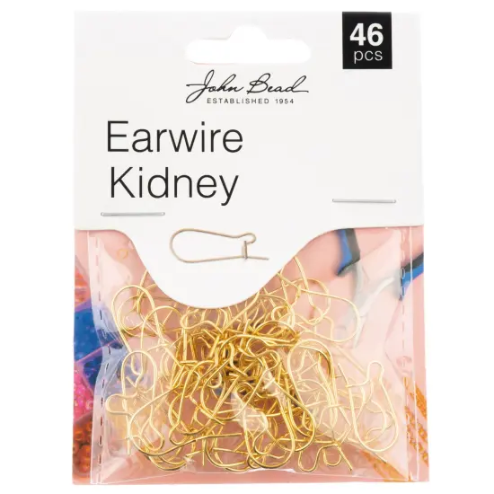 John Bead Earwire Kidney 19x10mm 46/Pkg-Gold {1}