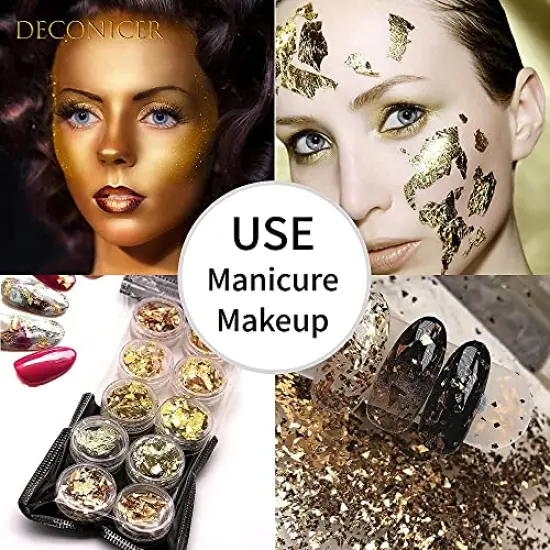 DECONICER 300pcs Imitaion Gold Leaf Sheets for Resin.3 Multi-Color Gold Foil Sheets (Gold,Silver,Rose Gold) are Suitable for Art,Crafts,Resin,Painting,Furniture,Decoration.3.15×3.35 inches. {4}