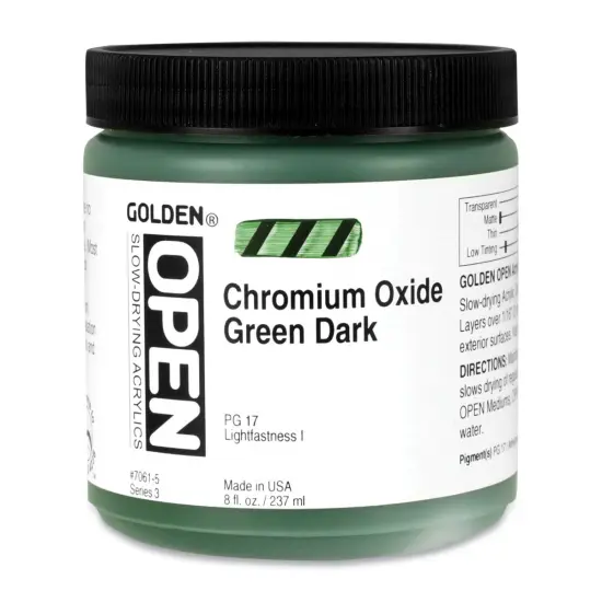 Golden Open Acrylics - Chromium Oxide Green Dark, 8 oz Jar {1}
