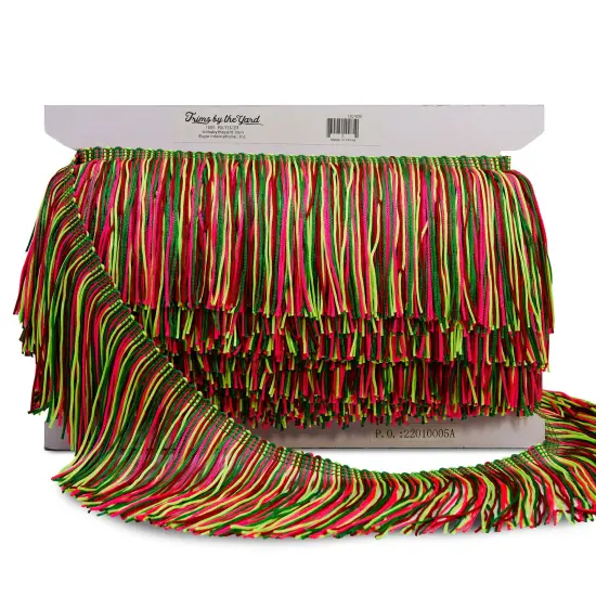 10 Yards of 6" Multicolor Chainette Fringe Trim | 10 yard cut Christmas Multi {3}