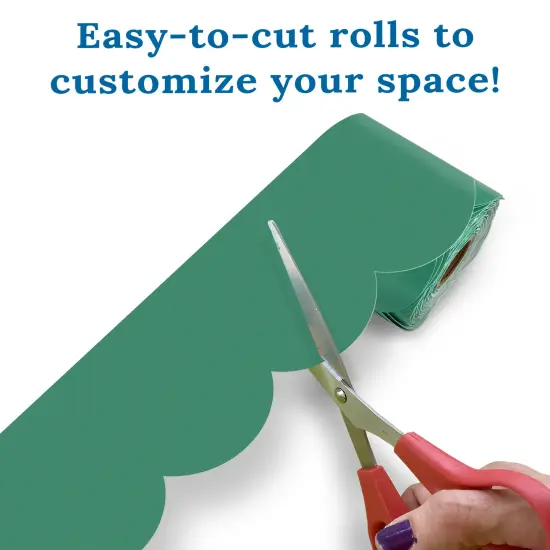 Carson Dellosa Grow Together 65Ft of Jade Green Bulletin Board Borders, 1 Roll of Scalloped Trim for Rolling Whiteboard, Cork and Posterboard, St Patricks Day, Christmas Decorations, Classroom Decor {4}