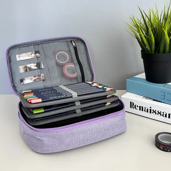 Wrapables Large Capacity 72 Slot Pencil Case for Colored Pencils, Stationery Pouch, Lavender {3}