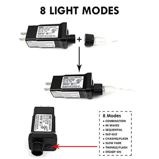 Extra-Long 66FT String Lights Outdoor/Indoor, 200 LED Upgraded Super Bright Christmas Lights, Waterproof 8 Modes Plug in Fairy Lights for Bedroom Party Wedding Garden (Warm White) {4}