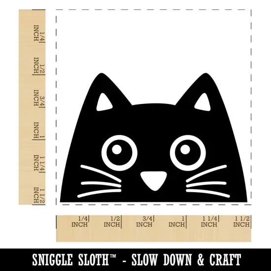 Peeking Black Cat Self-Inking Rubber Stamp Ink Stamper Red {1}