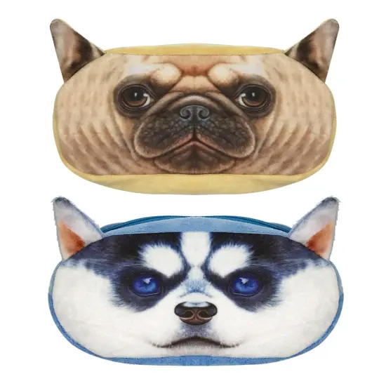 Wrapables Dog Face Zippered Pencil Case (Set of 2) Chihuahua Bulldog {7}