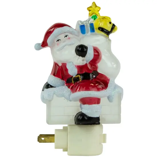 Northlight Santa in Chimney Frosted Christmas Night Light - 6.25" Red {4}