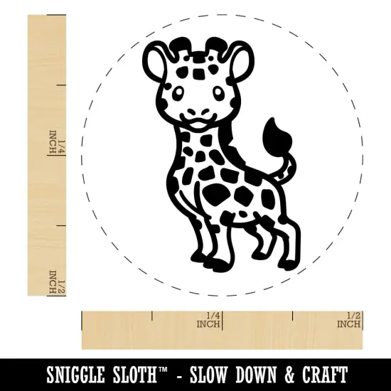 Lovable Giraffe African Zoo Animal Self-Inking Rubber Stamp for Stamping Crafting Planners Brown {1}