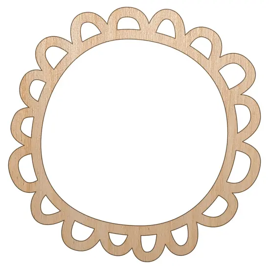 Scalloped Circle Frame Doodle Unfinished Wood Shape Piece Cutout for DIY Craft Projects {7}