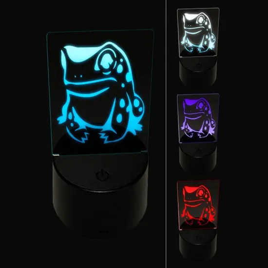 Frog Toad Sitting and Staring 3D Illusion LED Night Light Sign Nightstand Desk Lamp {1}
