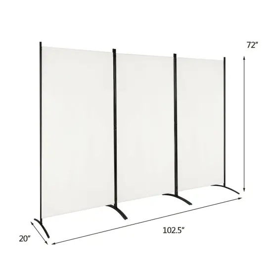 3-Panel Room Divider Folding Privacy Partition Screen for Office Room White {4}