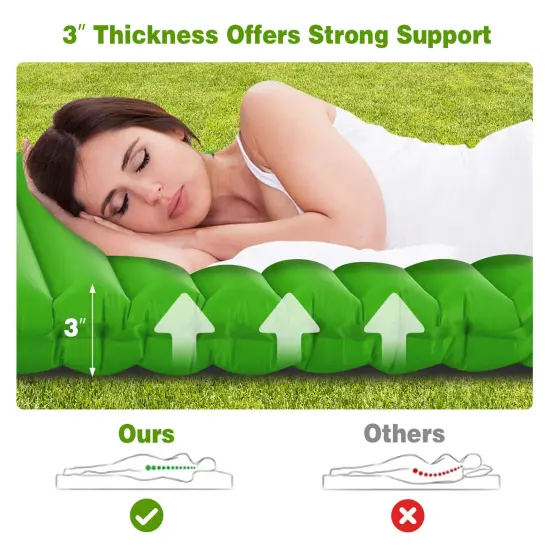 Goplus 3 Inch Inflatable Camping Sleeping Pad Waterproof & Comfortable Sleeping Mat Blue/Green {6}