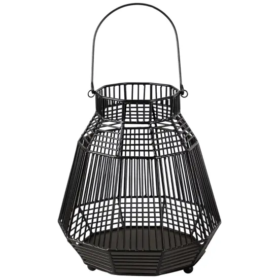 Northlight Large Geometric Iron Hurricane Candle Lantern - 11.25" - Black {1}